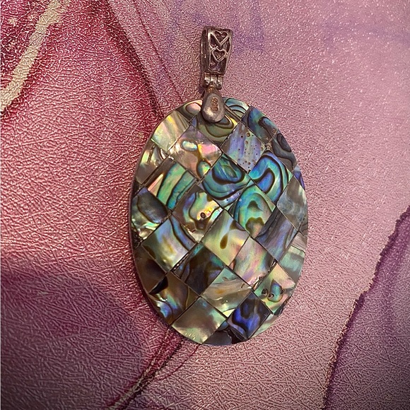 Abalone sterling silver Shell pendant Mother Of Pearl - Picture 1 of 4